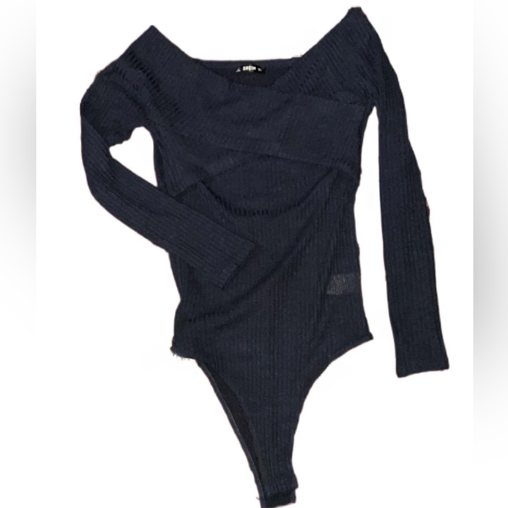 Shein blue wrap front bodysuit